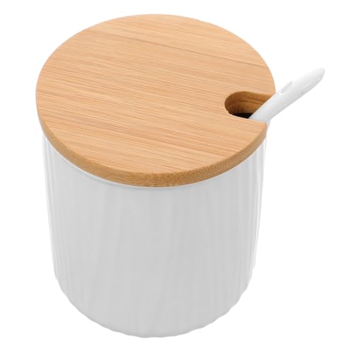 Alipis Salt Bowl Lid and Spoon Set Ceramic Condiment Pot Lid for Sugar Salt Storage