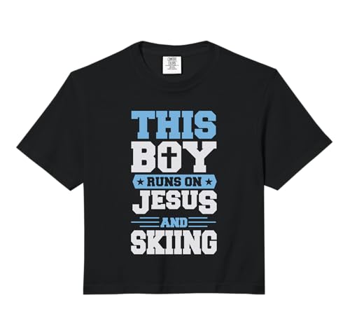 This Boy Runs On Jesus and Skiing Comfort Colors Crop