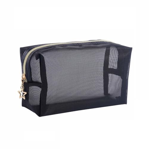 Melissa Borsa Portatutto – Organizer con Rete Trasparente Nera, Manico e Cerniera – Beauty Case Compatta per Trucco, Accessori e Unghie – Trousse da Viaggio Leggera e Resistente (19x11x7 cm)