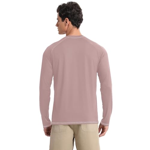 Rosy Brown Pink UPF 50+ Long Sleeve Sun Shirt Elastic Round Neck Sun Protection Long Sleeve Summer2
