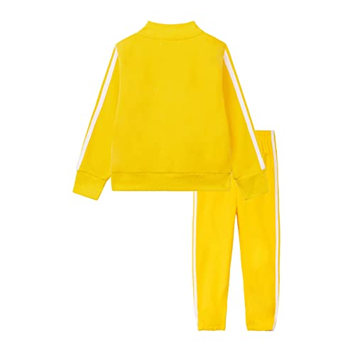 LittleSpring Cotton Tracksuits for Toddler Girls Full Zip Jackets and Jogger Set Yellow 3T2