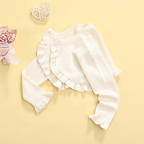 Little Girls Knitted Bolero Cardigan Long Sleeve Ruffled One Button Sweater Crop Top Fall Shrug Cover Up3