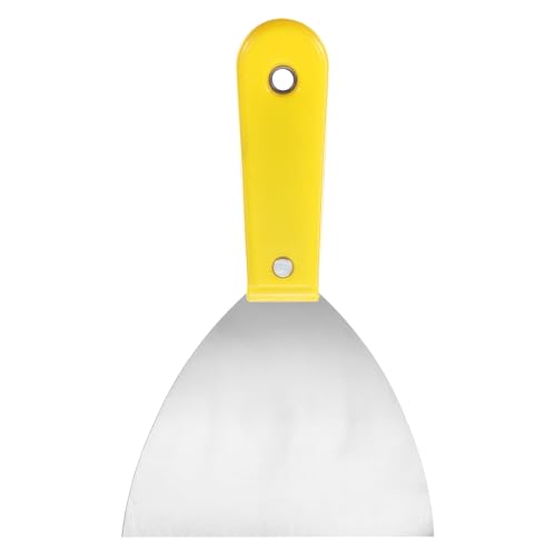 QUARKZMAN Spatule à Enduire en Acier au Carbone 5 Poignée en Plastique pour Étaler l'Enduit de Finition pour le Mur, le Papier Peint, le Raclage de la Peinture, Jaune