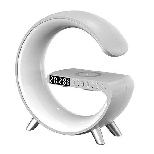 2023 New Intelligent Led Table Lamp, 4 In 1 Wireless Charger Night Light Lamp, App Control Bluetooth Speaker Alarm Clock, Home Office Study Bedside Charging Lamp For Bedroom Home Decor (White) #TOP22