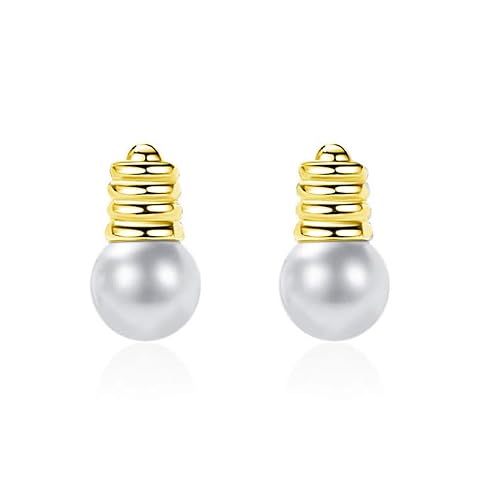 Bellitia Jewelry Incandescentes Clous D'oreille en Argent 925 Plaqué Or/Rhodium, Boucles D'oreille Bijoux Mode Motif de Bulbe Lampes Ampoule en Perle de Culture d'Eau Douce
