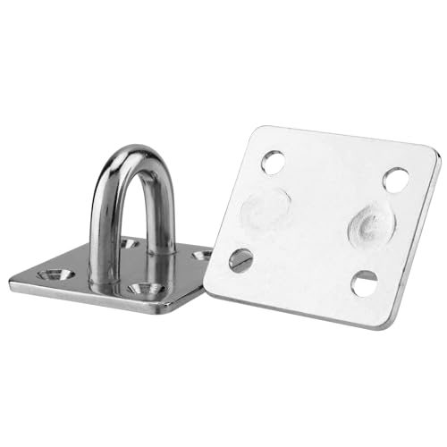 ZOENHOU Pack of 4 Eye Plates, 40 x 35 mm, Stainless Steel Eye Plate with Eyelet, Eyelet Plate, Wall Eyelet, Deck Plate - Image 3