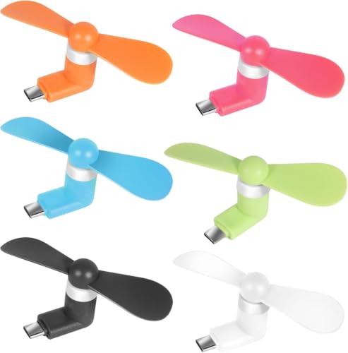 Image of USB Type C Mini Fan 12 Pack | Multi-Color Portable Mobile Cooling Fans for Android Smartphones (OTG Required) | Flexible Silent Plug & Play Personal Fan | Travel Summer Gadget