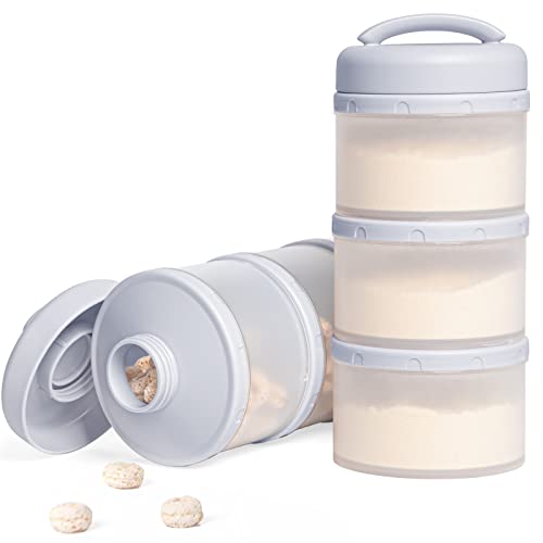 Termichy Dosificador de Leche en Polvo Dispensadores de Leche en Polvo Apilable Recipientes de Comida Bebé Para Leche en Polvo 2 Pack (Gris)