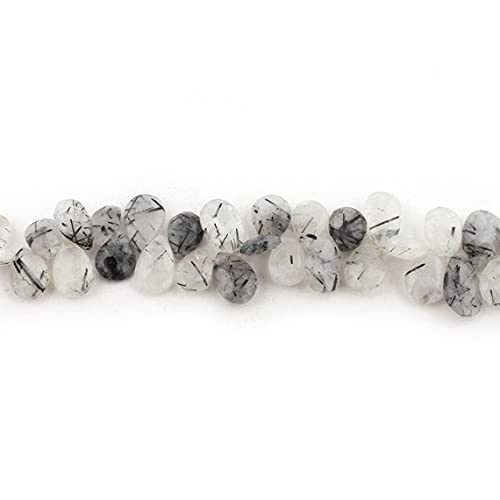 Quartz tourmaline noir en briolettes facettées haut de gamme pour création joaillerie unique
