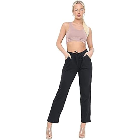 Fashion City C.O.F® Womens Plain Open Hem Jogging Bottoms Ladies Casual Lounge Wear Sports Gym Training Trousers Jogger Track Sweat Fleece Jog Pants (Black, M) Cover