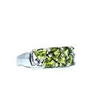 Peridot rings for woman girls sterling silver cocktail band 5 mm Natural Gemstone (5.5)