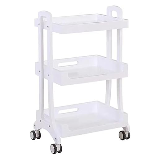 Carrito rodante multiusos para salón y spa, carrito de peluquería con ruedas, carrito de belleza blanco para dormitorio, baño, oficina, dimensiones: 50 x 38 x 85 cm