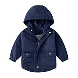 fnnxeal Rain Jacket Boys Fall Fashion Waterproof Zip Up Hoodie Lightweight Casual Solid Hooded Coats Windbreaker with Pockets Boys Fashion Navy 7 Years