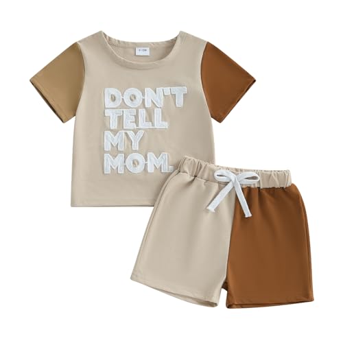 Giraropa Baby Boy Clothes Letter Print Short Sleeve Tops Contrast Color Shorts Set Infant Outfits Toddler Boy Summer Clothes