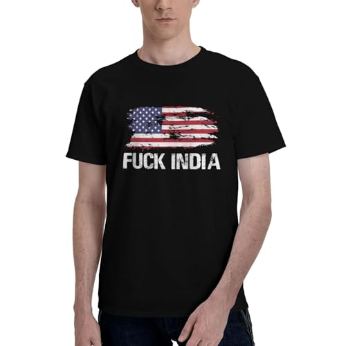 Fuck India T Shirts for Men Casual Short Sleeve Shirt Mens Black