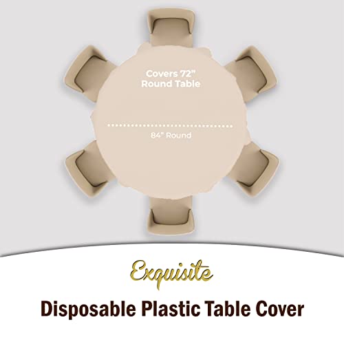 Image of Party Solids Ivory Round Plastic Tablecloth - 84 Inch, Pack of 24