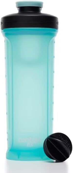 28 oz Fit Shake & Go 2.0 Plastic Shaker Mixer Bottle with Leakproof Lid and Carabiner Handle