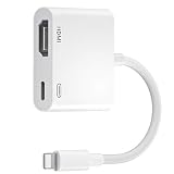 Adapter 1080P HDMI Cable,Simultaneous Charge,Digital AV Adaptor,Connect Screen Share HDMI 1080P Audio Video Compatible with Phone 12/11/XS/XS Max/XR/X/ 8/8 Plus/ 7,Pad Air/Mini/Pro,Projector/Monitor