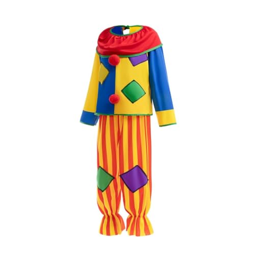 Lito Angels Clown Halloween Costume Fancy Dress Up with Red Rainbow Wig for Kids Boys or Girls Age 5-6 Years (Tag Number 0S) - Image 3