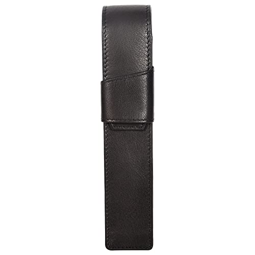 Image of Sassora Premium Genuine Leather Pen Holder Case | Elegant Black Pen Organizer for Professionals | Slim Travel-Friendly Design | Unisex Gift Box Included