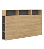 CAMBIA TUS MUEBLES CTM® Cabecero Onix 162x100x23 cm – Cabecero con 9 Huecos de Almacenaje, Diseño Moderno en Acabado Madera en Color Roble y Gris