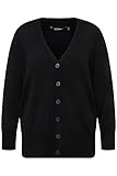 durchgehende Knopfleiste Ulla Popken, Damen, große Größen, Strickjacke, V-Ausschnitt, Knopfleiste, Feinstrick