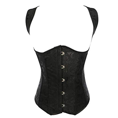 DISSA Corset Buste sous poitrine Lace up Corset Mince Grande Taille Acier désossé femme,C602,Noir,L