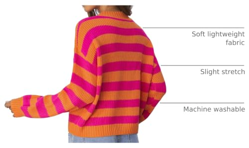 Image of SOLY HUX Women's Color Block Striped Knit Tops Casual Long Sleeve Drop Shoulder Sweater Pullovers