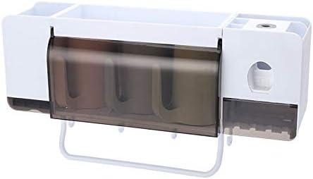 Toothbrush Holder with Cups Automatic Toothpaste Dispenser Squeezer Bathroom Accessories Sets Wall Mount Storage Rack Organizer