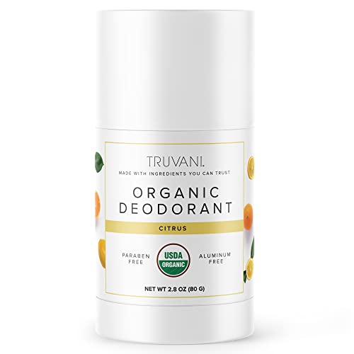 Truvani Organic Aluminum Free Deodorant - USDA Organic Deodorant for Women and Men - Paraben Free, Non GMO - Citrus Blend, 2.8 oz (1 pack)