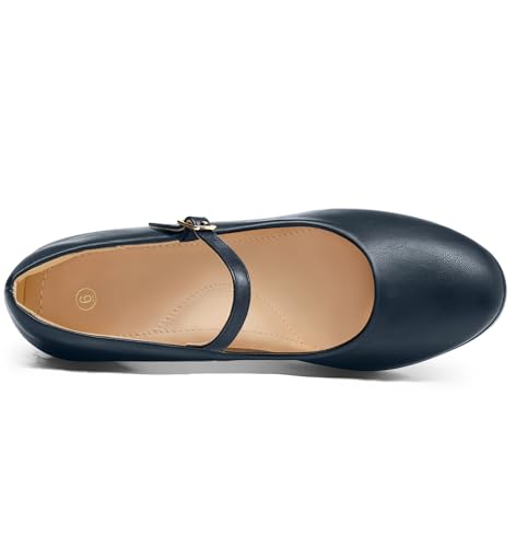 Image of mysoft Women's Pumps Closed Toe Mary Jane Pumps Round Toe Platform High Heel Dress Shoes