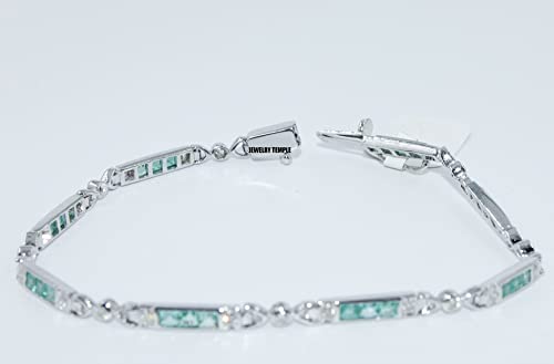 Emerald Diamond Bracelet For Woman Girls Gemstone Charm Band Solid Silver #TOP5