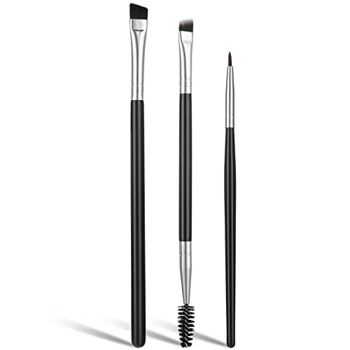 Lusofie Augenbrauenpinsel 3 Stück Eyeliner Pinsel Set Professioneller Augen Makeup Pinsel Abgewinkelter Concealer Pinsel Ultraflacher Dünner Pinsel Augenbrauen Eyeliner Feine Spitze