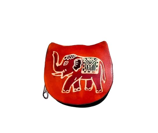 silkykraftz Genuine Leather Elephant Design Shantiniketan Small Coin Purse Pouch for Girls and Women-picture-12