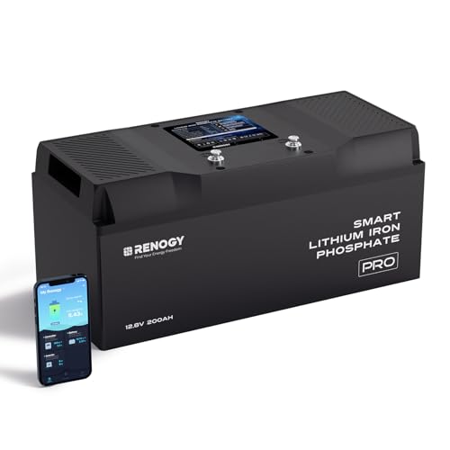 RENOGY REGO Lithium Battery PRO 12V 200AH LiFePO4 Battery 2-in-1 Bluetooth & Self-Heating IP67 Size...