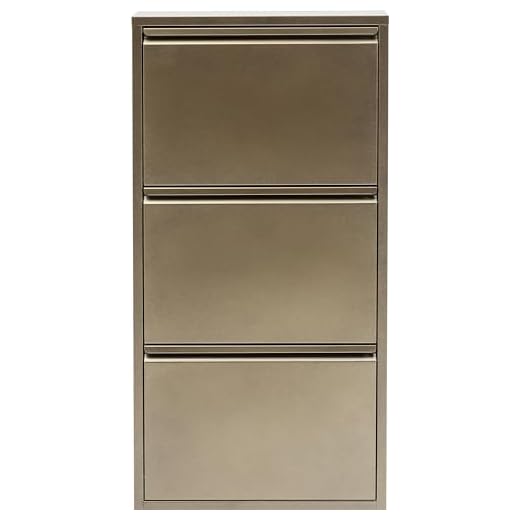 Kare Design Zapatero Caruso Bronce con 3 compartimentos, zapatero con espacio para guardar hasta 6 pares de zapatos, dos agujeros para montaje en pared, 103 x 50 x 14 cm