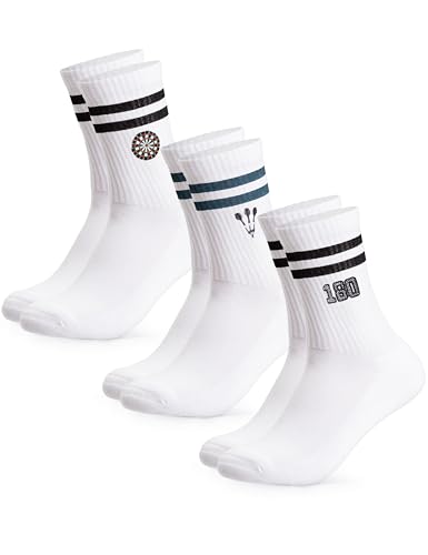 Occulto Damen & Herren Motiv Tennissocken 3er Pack (Modell: Rio), Statement Tennis Socken Dart 43-46