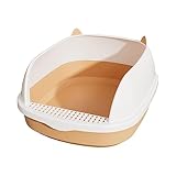 High Sided Cat Pet Litter Tray Sandbox Deep Loo with Sifting Litter Pedal Pan Cat Potty Toilet Cat Bedpan for Kitty Rabbit Travel, Pink S