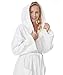 Arus Womens Hooded Classic Turkish Cotton Bath Robe White, Large-X-Large