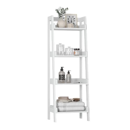UTEX 4-Tier Ladder Shelf, Bathroom Shelf Freestanding, 4-Shelf Spacesaver Open