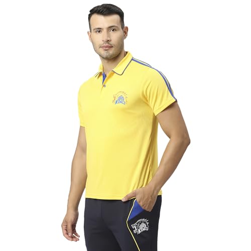 Image of playR Men's Solid Regular Fit CSK Classic Polo