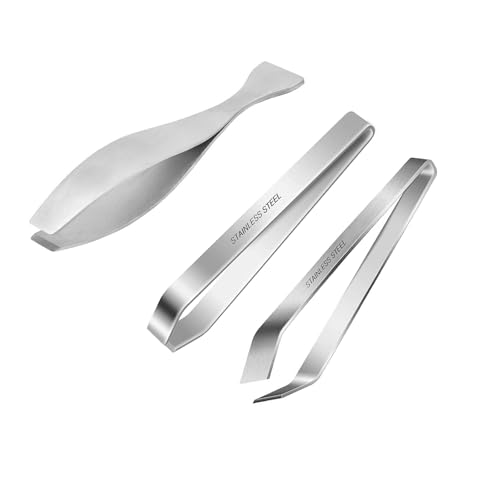 CLKE Juego de 3 pinzas para espigas, punta inclinada y pinzas para espiga, pinzas para espiga, pinzas de espiga de acero inoxidable para eliminar espinas de pescado, para pescado, pollo, pato, cerdo