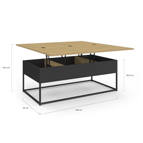 Variante de IDMarket mesa centro elevable y extensible 100×55 cm