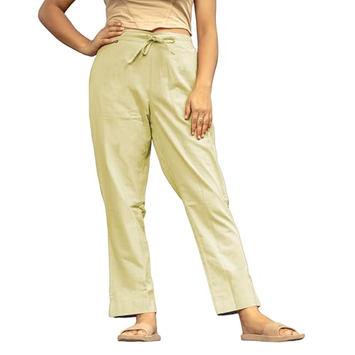 Image of Women's Cotton Regular Fit Trousers - Comfortable and Stylish Casual Office Wear Kurti Pants for Daily Use, Soft and Breathable Fabric