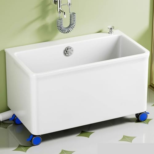 Portable Mop Sink - Commercial Floor Mop Basin with One-Button Drainage, 48cm (18.9in) - Ideal for Restaurants, Outdoor Pet Baths, and Easy Cleaning Solutions