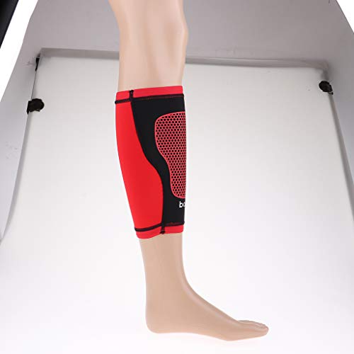 YIJU Bezerro Correndo Compressão Manga Perna Meia Canela Splint Suporte Cinta - XL vermelho