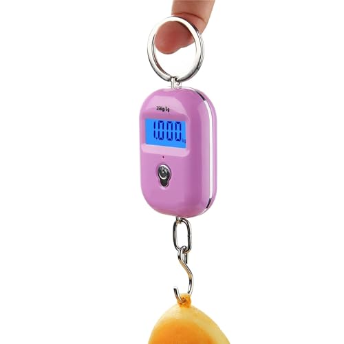 5pcs Portable Mini Digital LCD Travel Scale - 25kg Hanging Hook Weight Measurement for Luggage, Baggage, Fishing, and Home Use