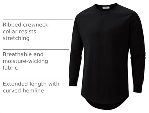 Image of KLIEGOU Men's 100% Cotton Longline T-Shirt, Pre-Shrunk Soft
