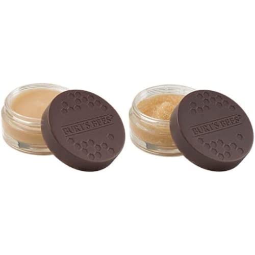 Burt's Bees Lip Mask & Scrub Bundle - Overnight Treatment With Ceramides, Lip Exfoliator With Sweet Honey Crystals