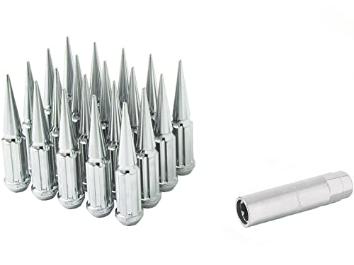 Image of Small Diameter Spline Spike Lug Nuts - 13 /16 inch & 7 /8 inch Dual Hex Key - 9 /16 inch-18 Thread Size - Chrome Finish - Set of 20 (SPK5-00916)